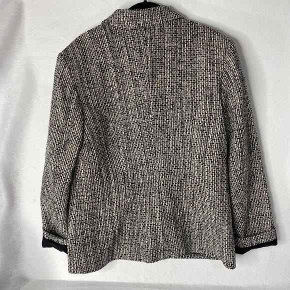 M.I.C. Studio Black White Silk Tweed Jacket Blazer Womens Size 14 - Picture 3 of 8